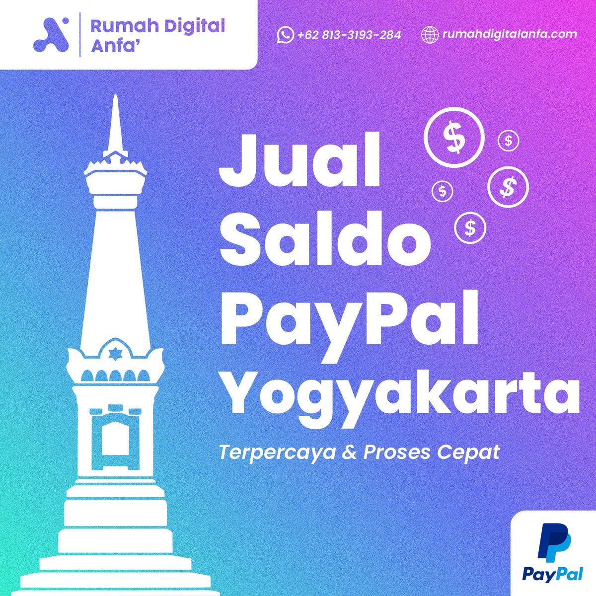 Jual Saldo PayPal Yogyakarta Terpercaya & Proses Cepat